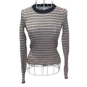 American Eagle Women’sGray Blue Pink Lightweight Ribbed Sweater Shirt Size XS